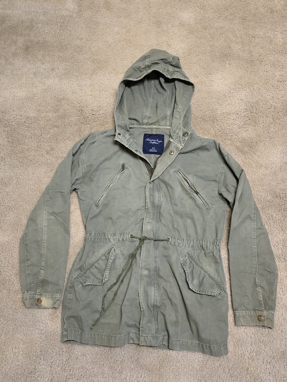 American Eagle Outfitters Olive Green Hooded Utility Jacket